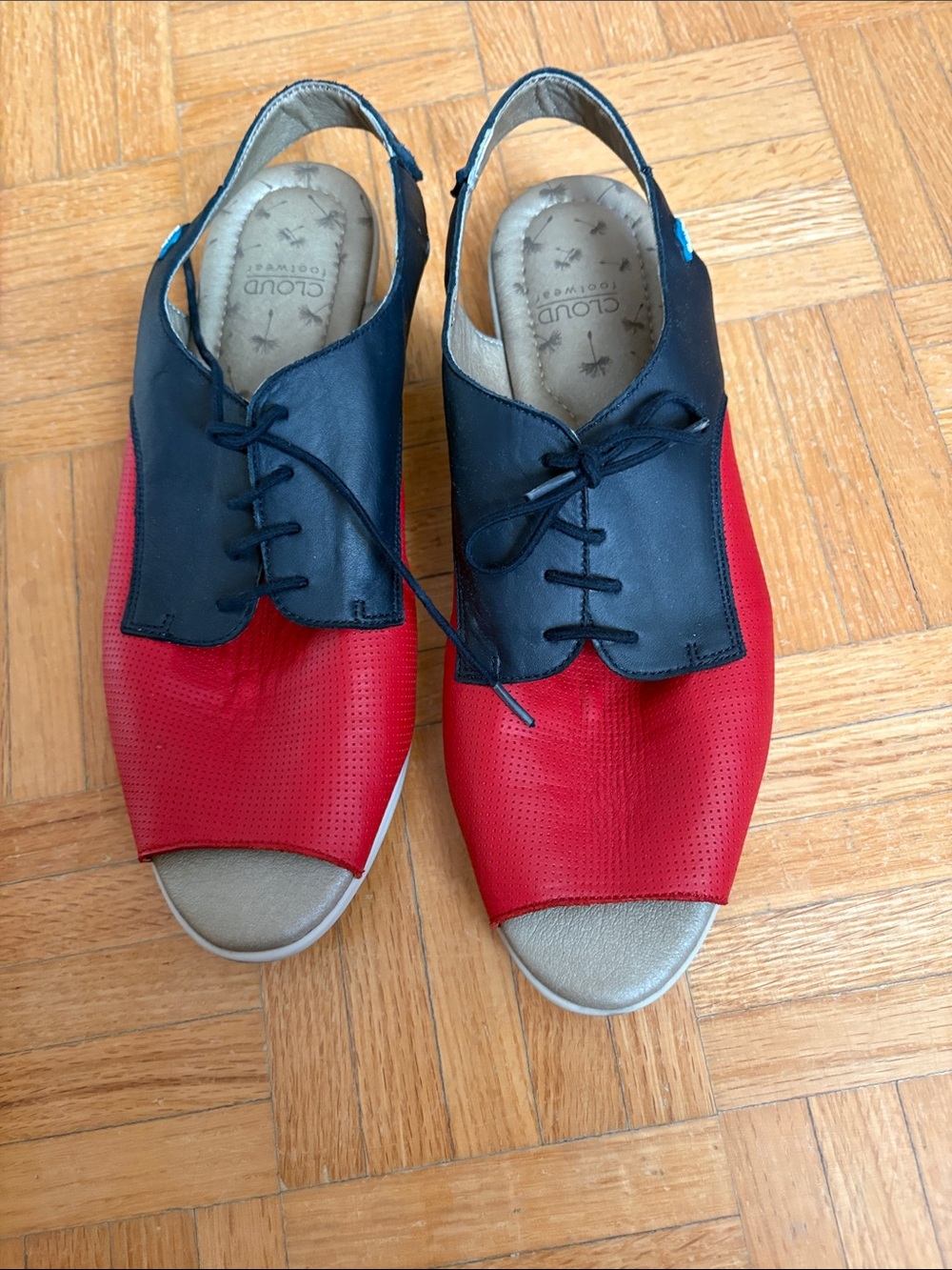 Cloud Red and Black Open-Toe Lace-Up Sandals